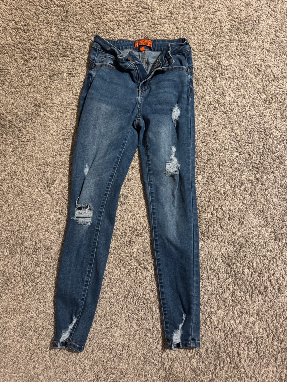 Fashion Nova Dark Blue Distressed Women’s Skinny Jeans